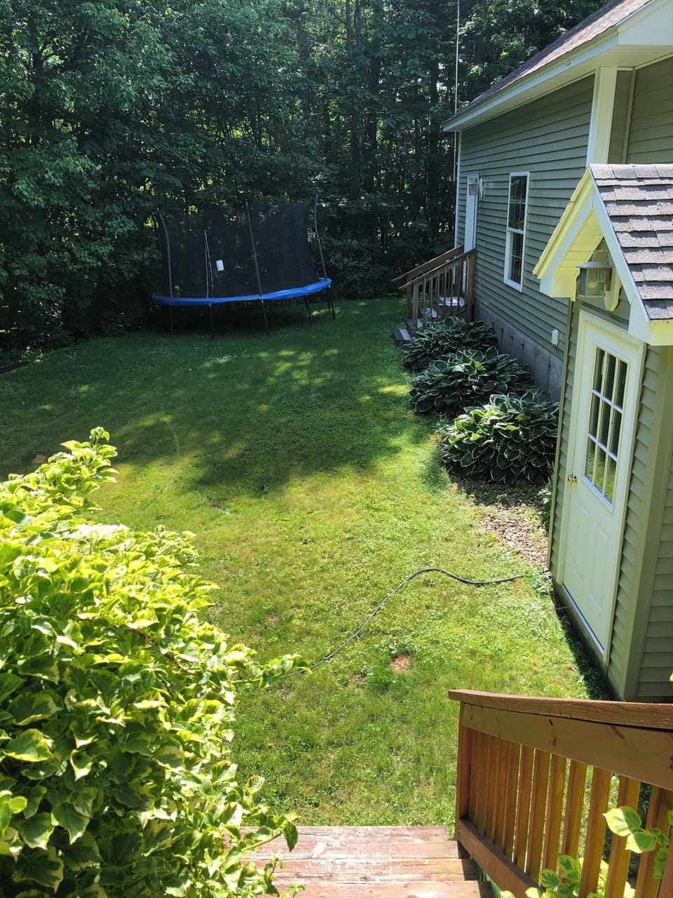 Private backyard w/trampoline