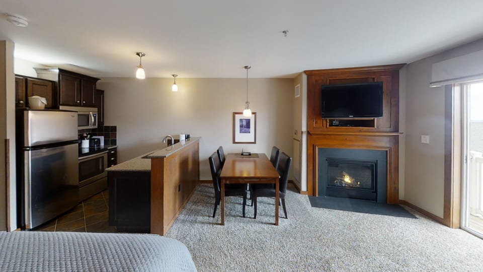Indoors, Screen, Furniture, Table, Fireplace