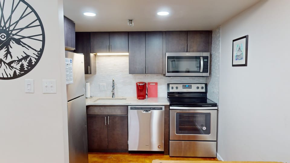 Indoors, Kitchen, Microwave, Oven, Refrigerator