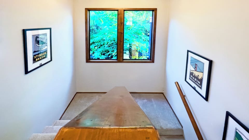 Leave lower doors open to allow central & wood stove heat to travel upstairs.