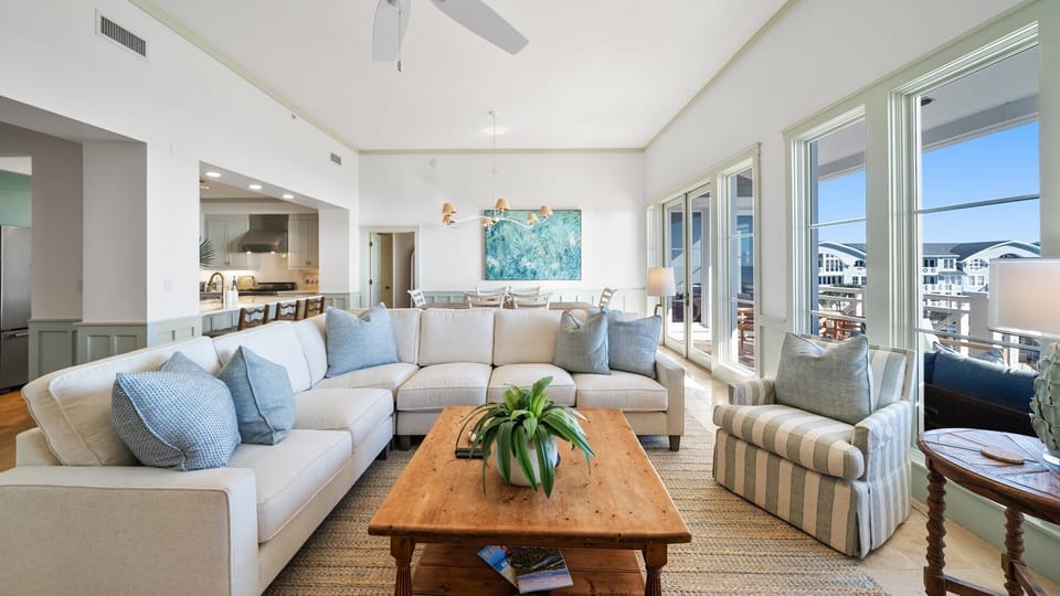 Vitamin Sea | Living Space | Large Sectional Couch | Smart TV | Scenic Gulf & Coastal Dune Lake Views