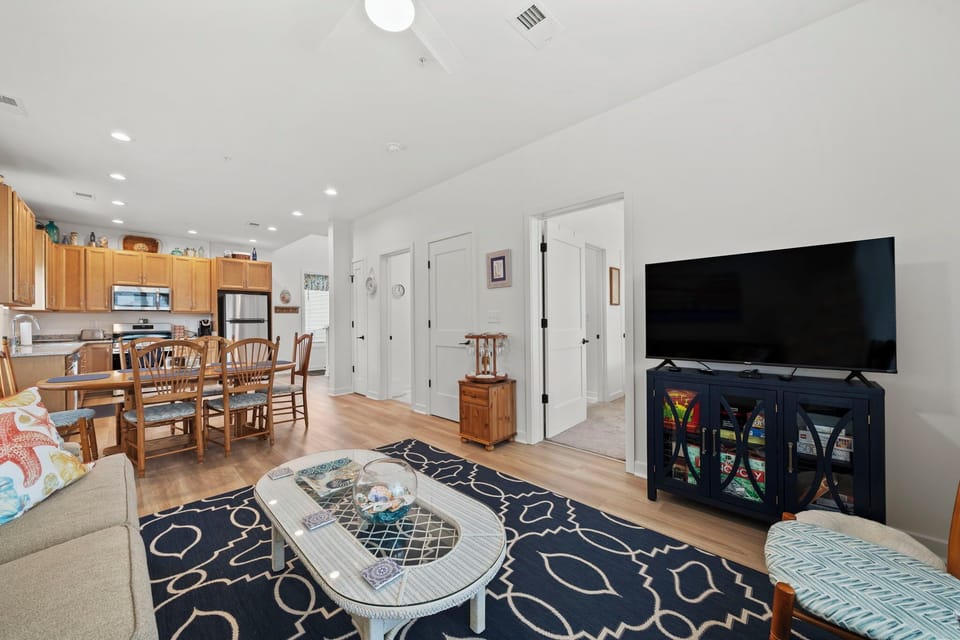 Spacious kitchen, dining and living space