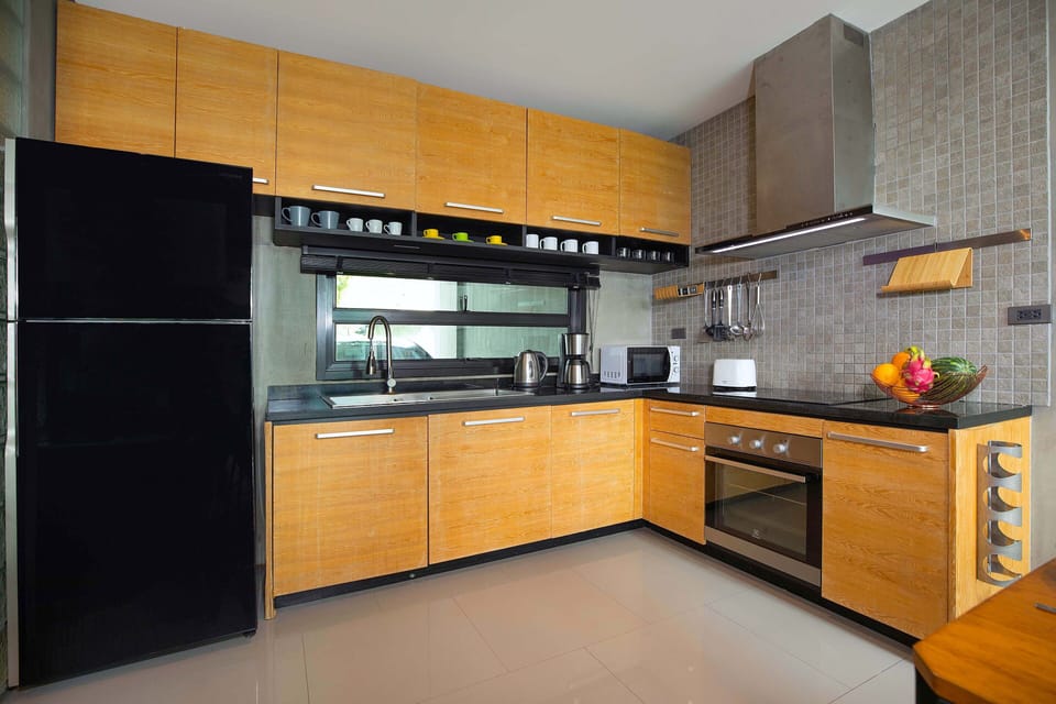 Design Villa, 4 Bedrooms, Private Pool, Lake View | Private kitchen | Coffee/tea maker, electric kettle, toaster, dining tables