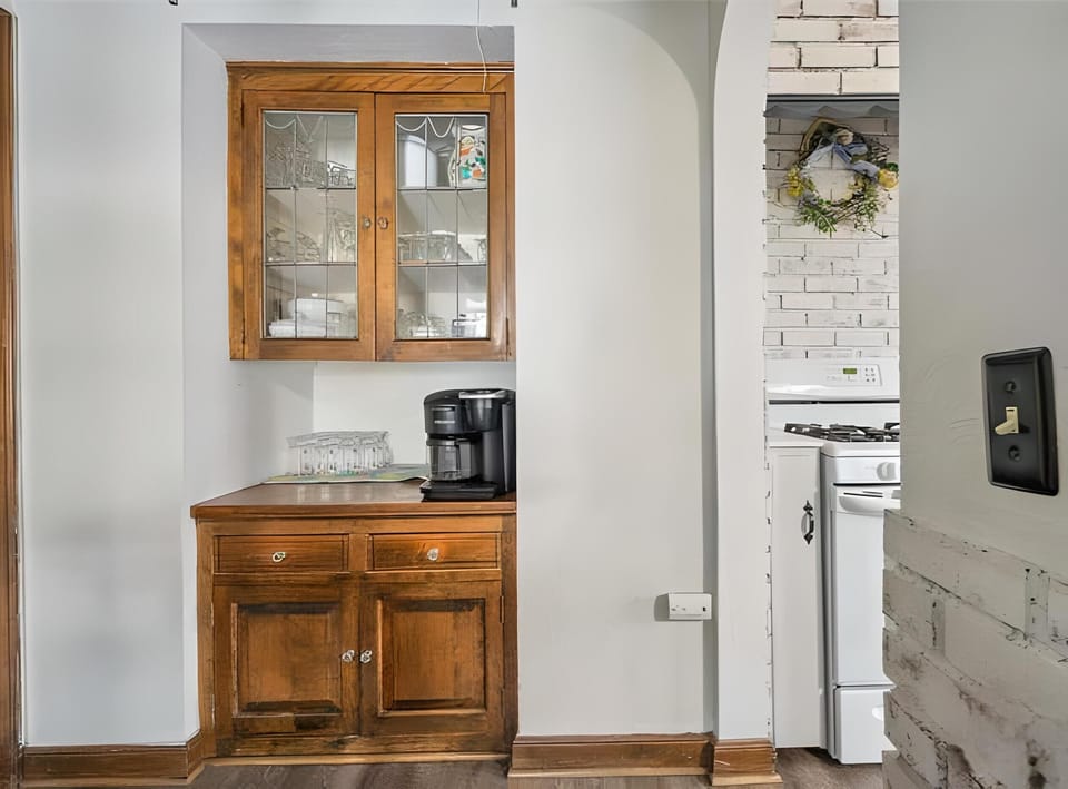 Coffee station in breakfast nook.