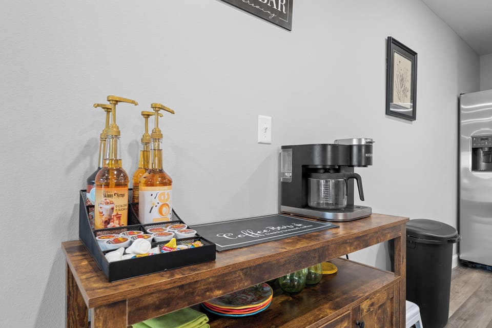Start your day with ease at the cozy coffee bar.