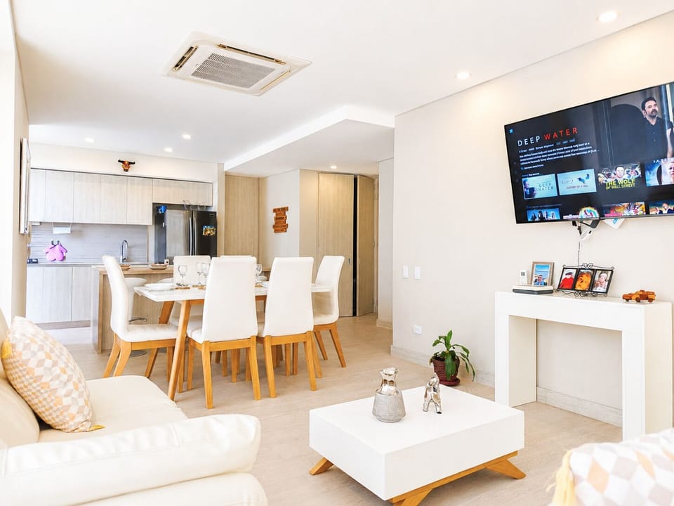 Apartment, 2 Bedrooms, Hot Tub | Living area | 55-inch Smart TV with digital channels