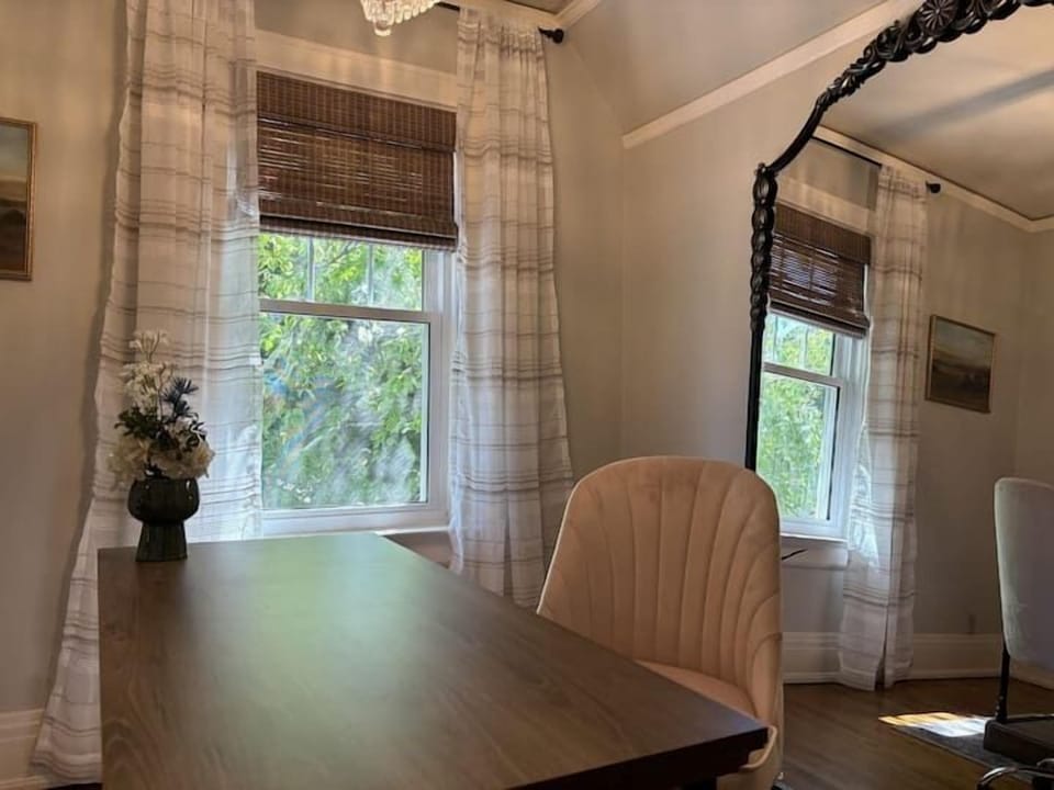 A bright, peaceful spot perfect for getting ready or catching up on emails.