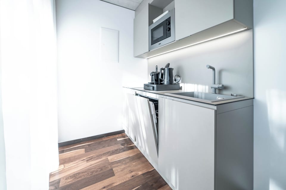 Mini-fridge, microwave, stovetop, dishwasher