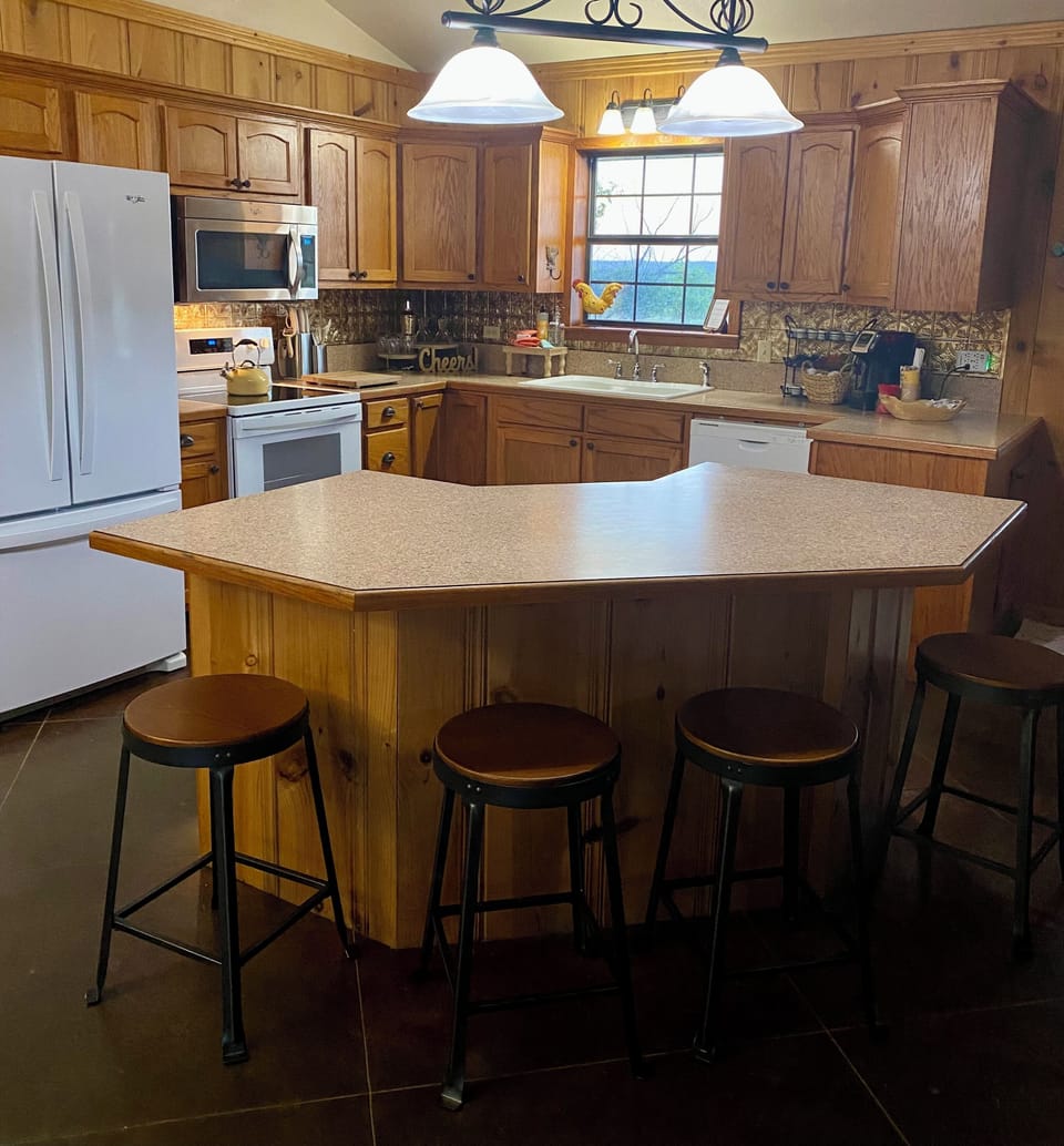 Kitchen and island