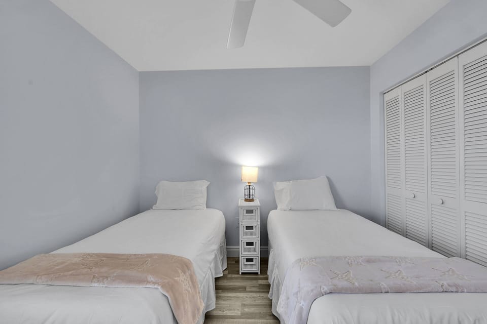 Both bedrooms have ceiling fans for added comfort and beds that are made for your arrival with provided linens.