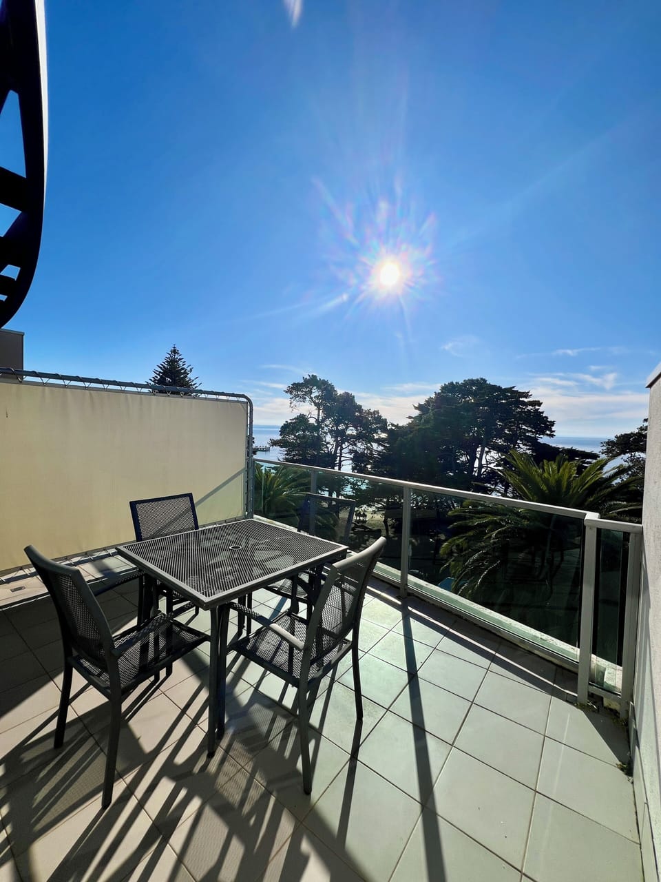 Northern private balcony provides all day sunshine.