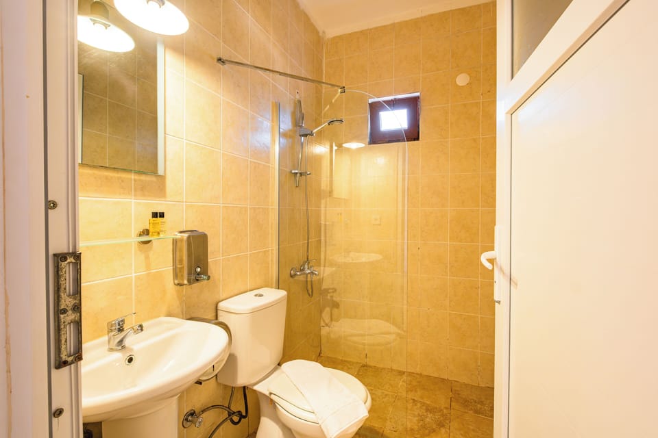 Shower, hair dryer, slippers, bidet