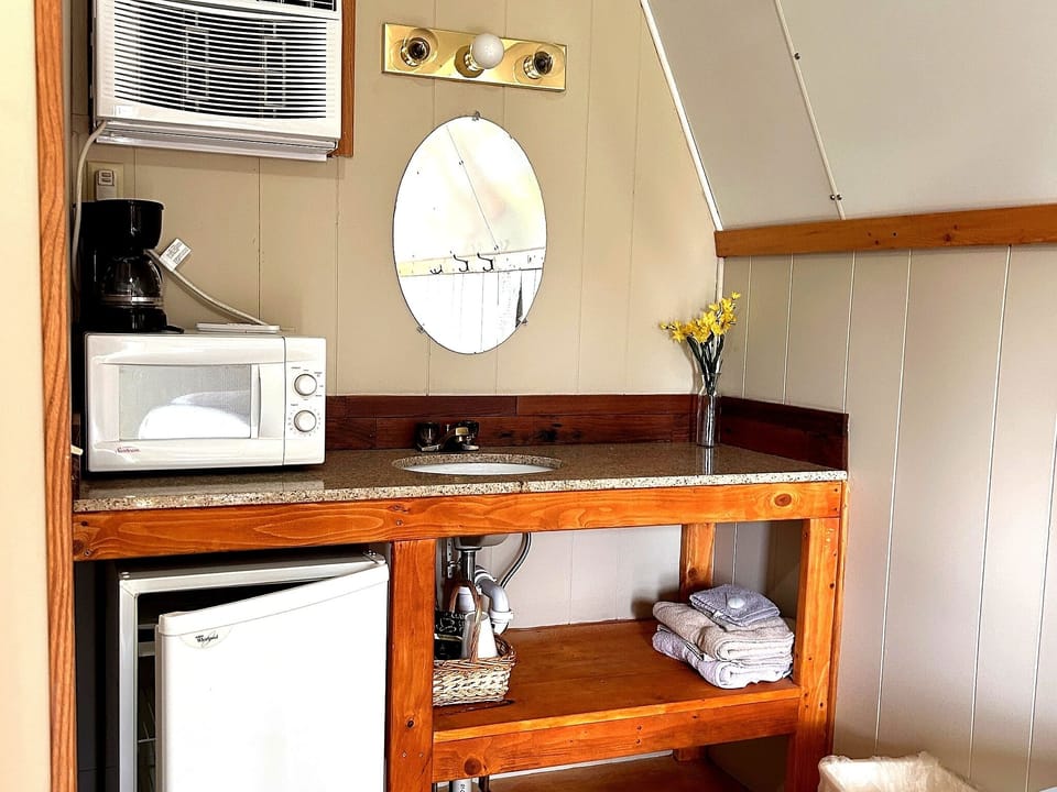 Cabin, 1 Queen Bed (Bathroom) | Private kitchen | Full-size fridge, microwave