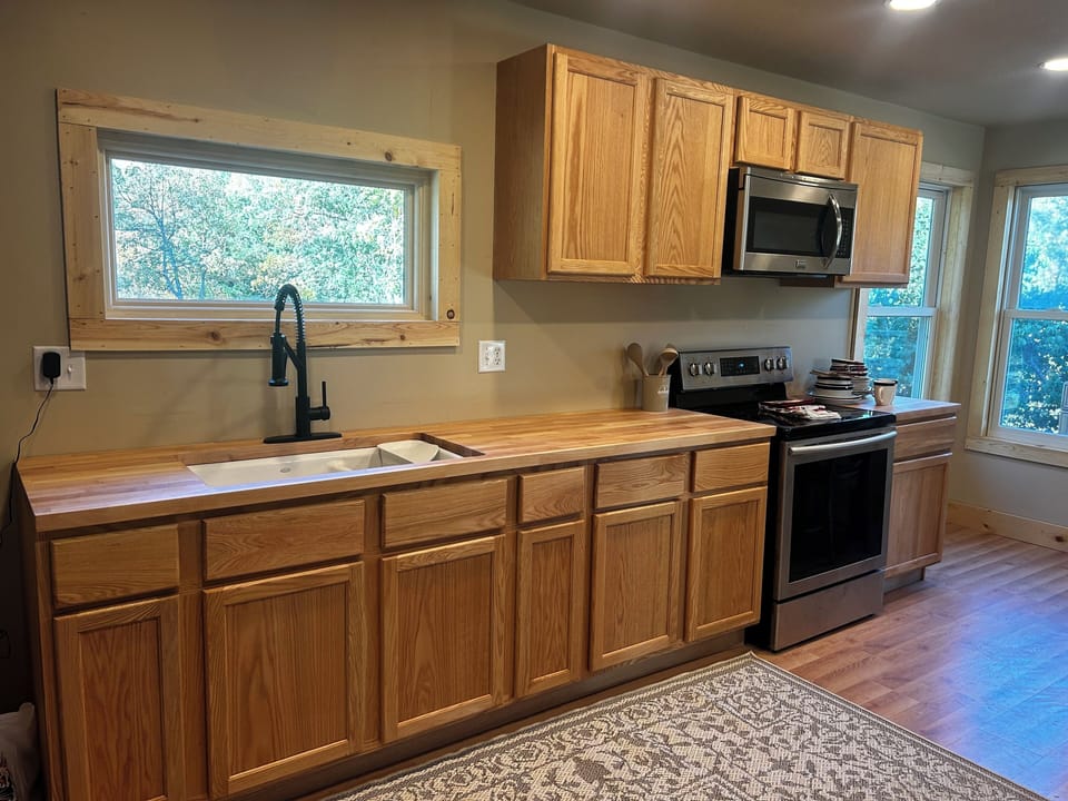 Full-size fridge, microwave