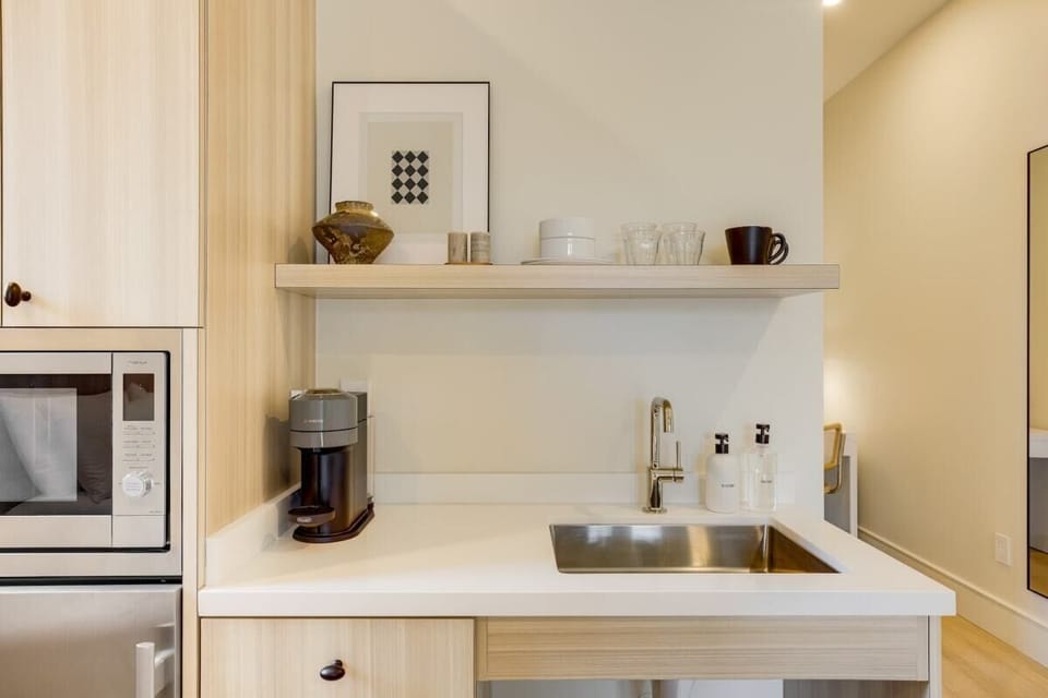 Kitchenette with Nespresso Coffee Machine and Mini Fridge - No Stove