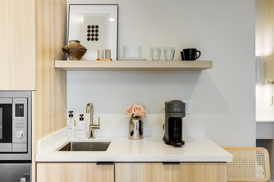 Kitchenette with Nespresso Coffee Machine and Mini Fridge - No Stove