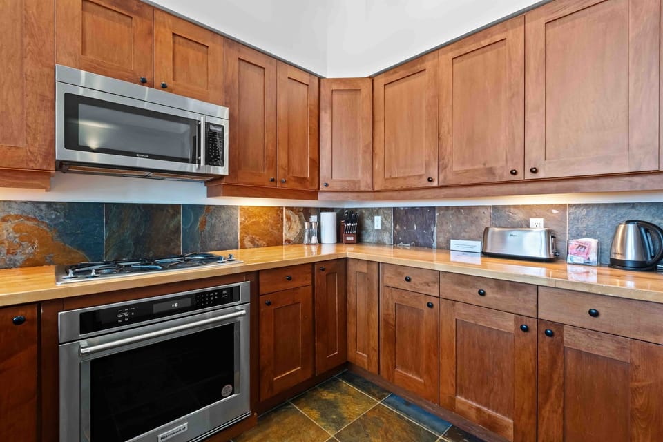 Large kitchen with custom countertops