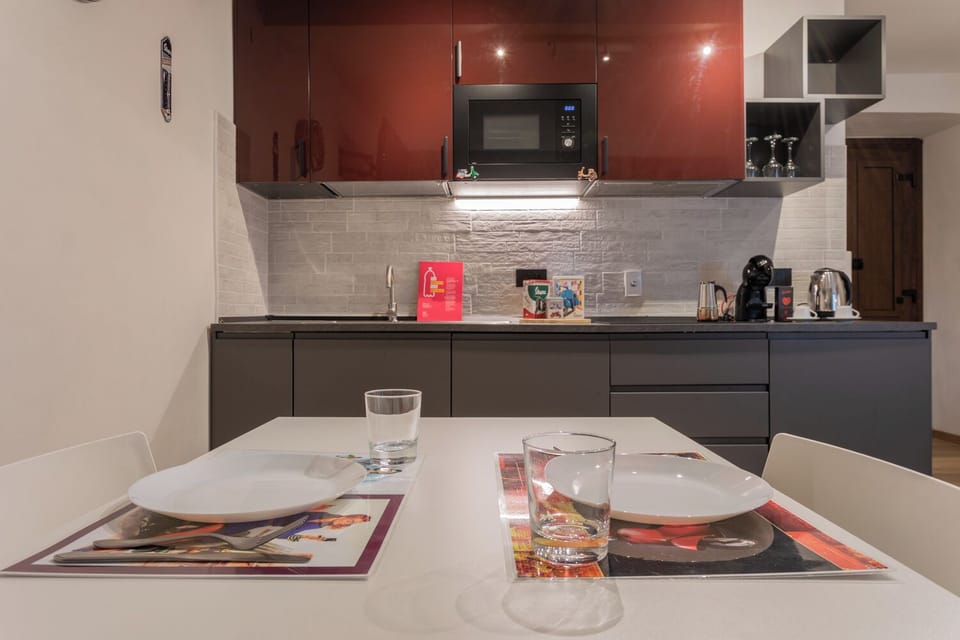 Apartment | Private kitchen | Espresso maker, electric kettle, toaster, highchair