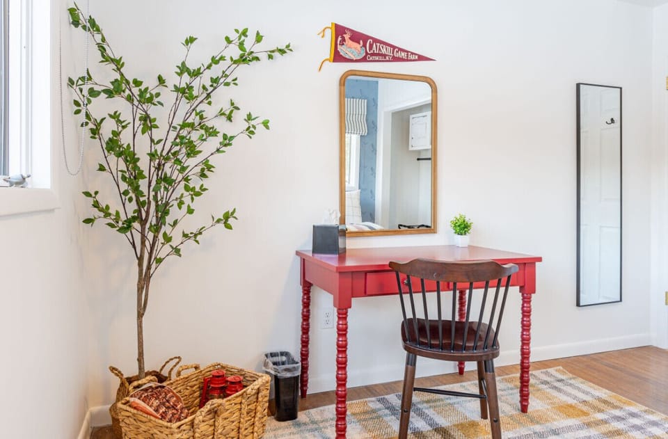 Second bedroom includes dedicated workspace