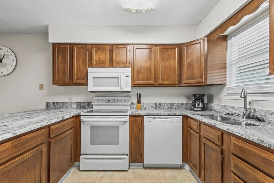 Range, microwave, dishwasher