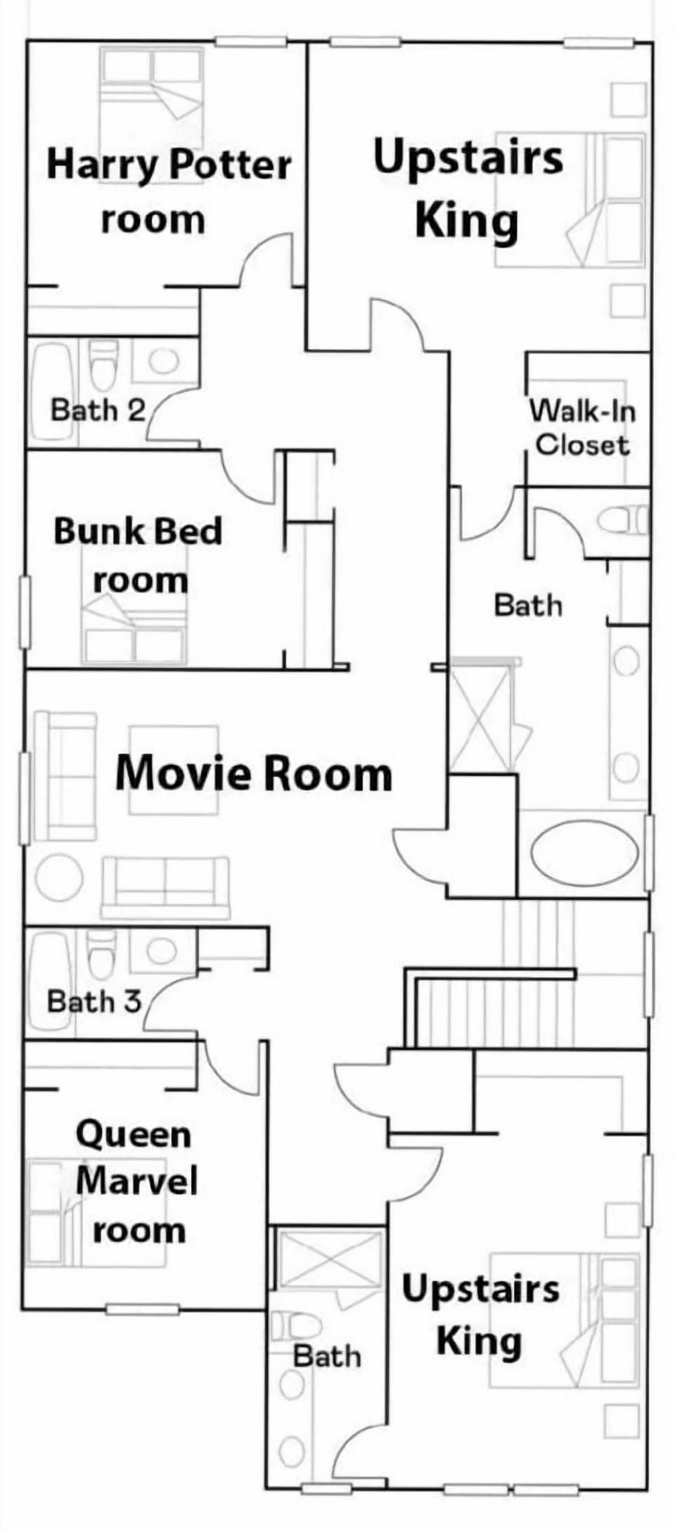 TPVH Properties have well thought out room configurations, allowing for families to sleep close by, while offering everyone a bit of privacy!