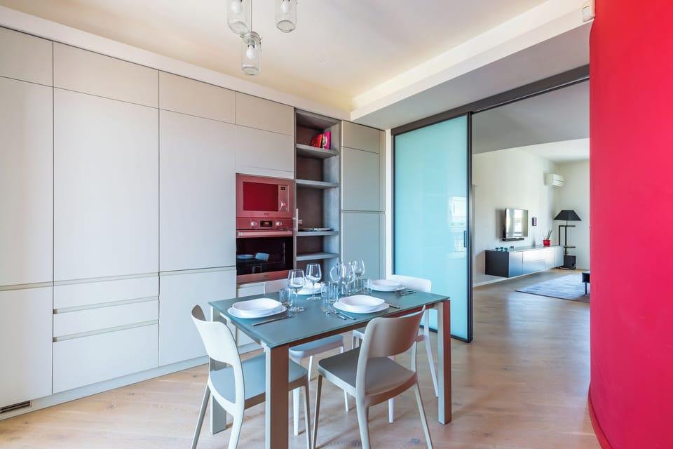 Apartment | Private kitchen | Electric kettle, highchair, dining tables