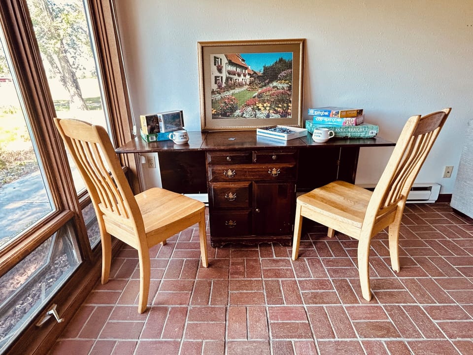 Lovely desk area for working for doing puzzles