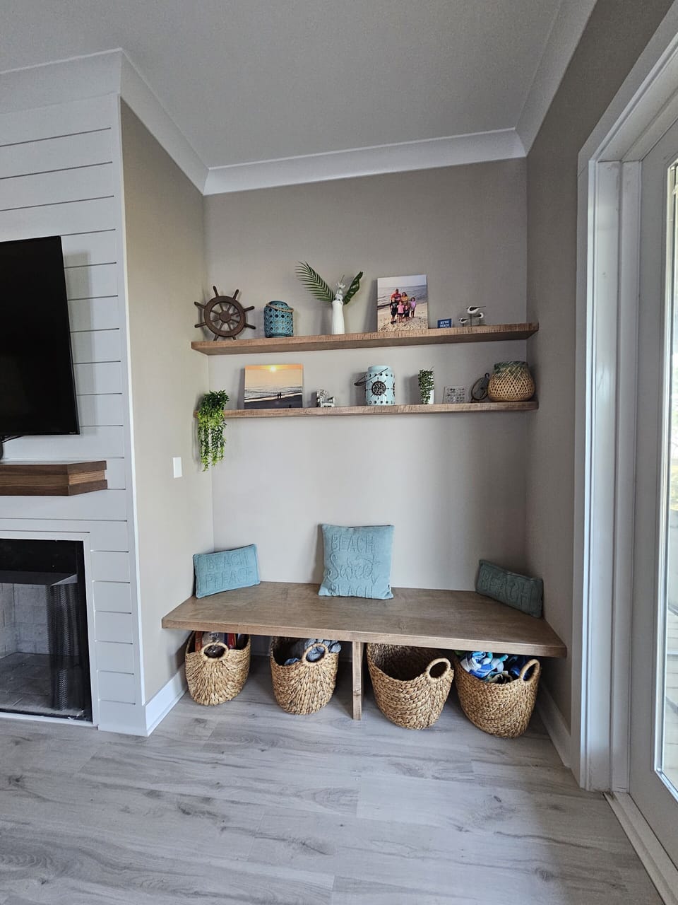 Beach towel access by West living room double doors