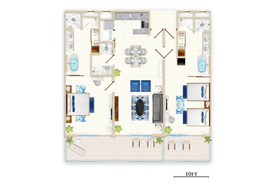 2 bd Suite layout, 165m2, 1776 sqft a very spacious unit, vacation with style 