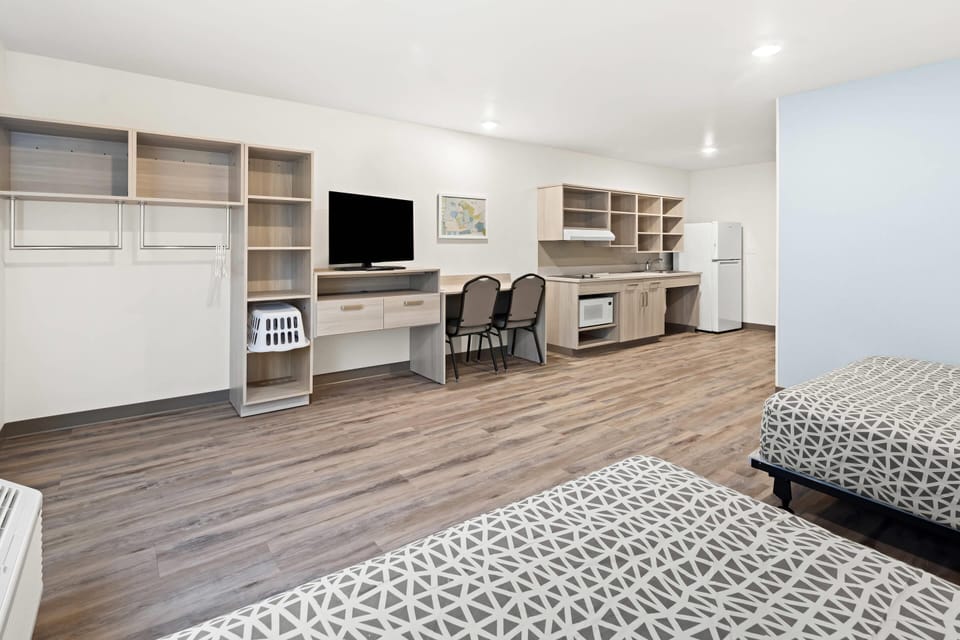 Suite, 2 Queen Beds, Accessible, Non Smoking | Desk, laptop workspace, WiFi (free), bed sheets