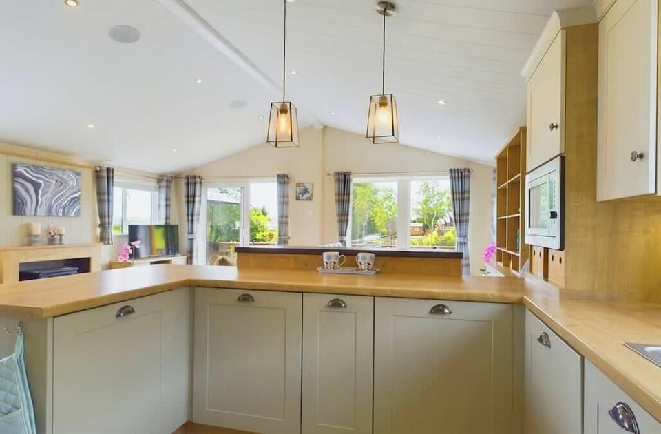 Spacious open-plan kitchen and living area.