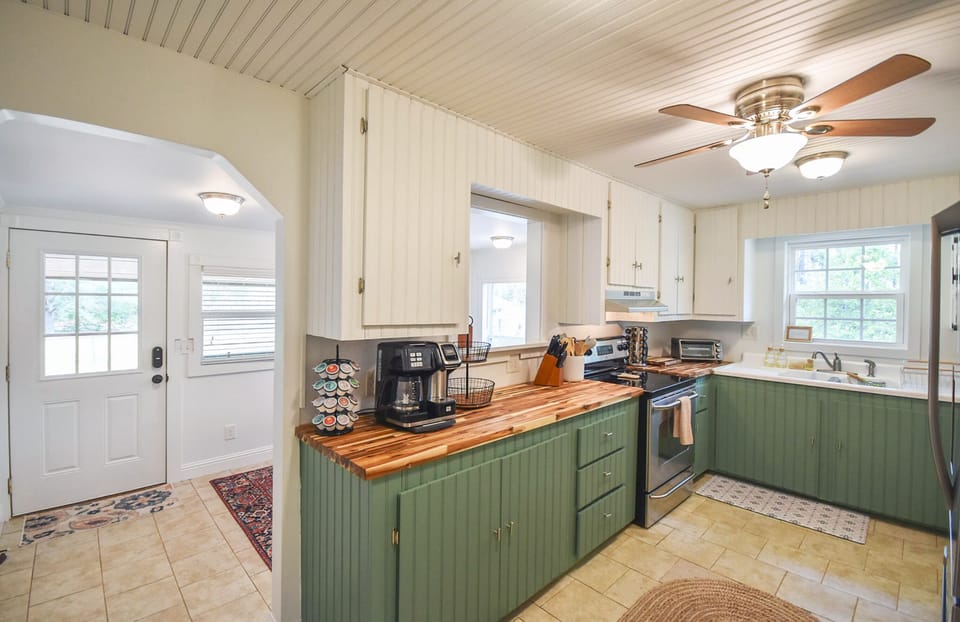 The kitchen has everything you need for a short-term or longer stay.