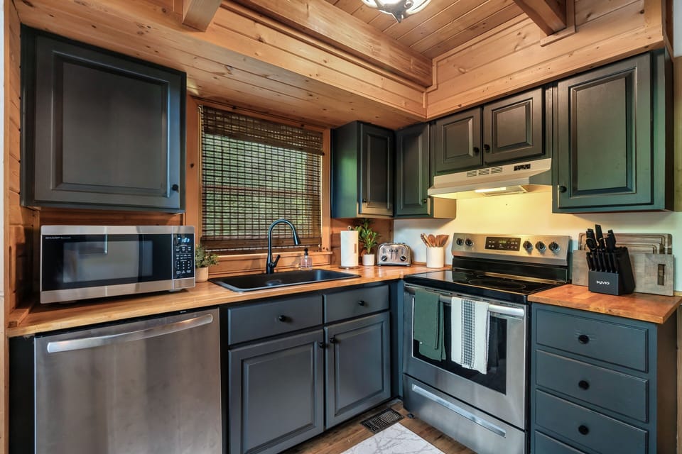 kitchen stocked with everything you need while here