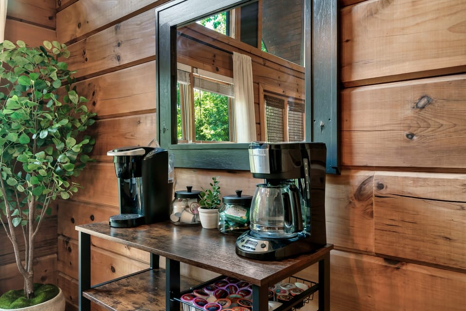 we provide coffee pods, hot chocolate pods, tea bags, and 2 coffee pots for you