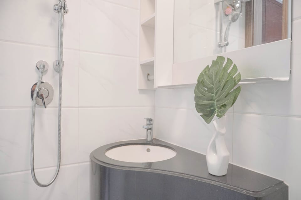 Studio | Bathroom | Shower, towels, soap, shampoo