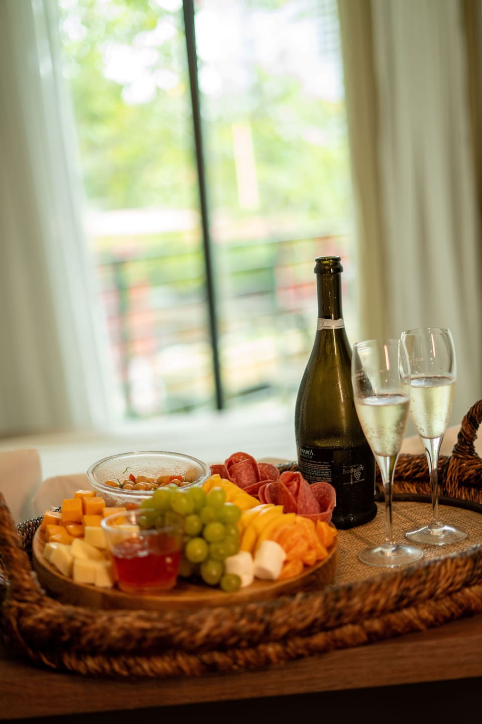 Champagne and  charcuterie board. 
***Additional Charge***
