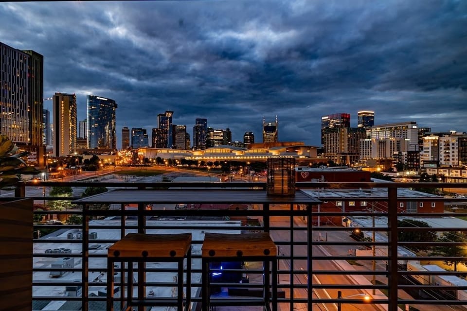 Balcony with a downtown view