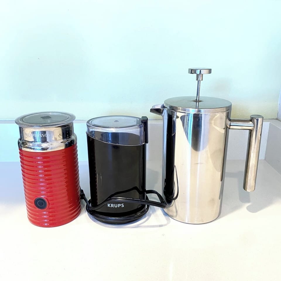 Foamer, grinder and French press option