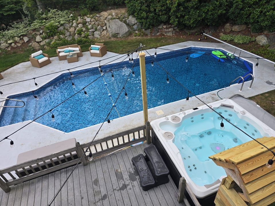 The serene backyard where relaxation happens!