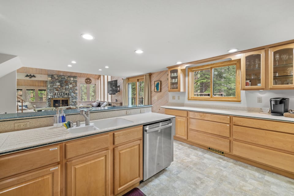 View from the kitchen which includes ample storage and prep space