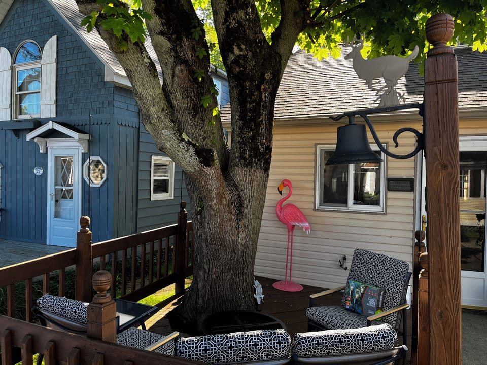 front porch w fire ring and seating area