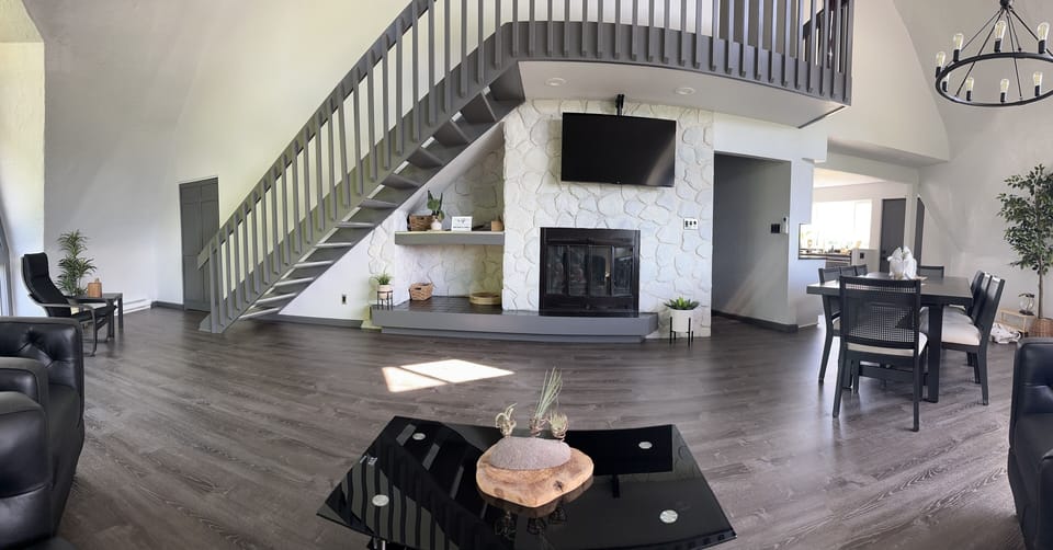 Open concept living and dining room