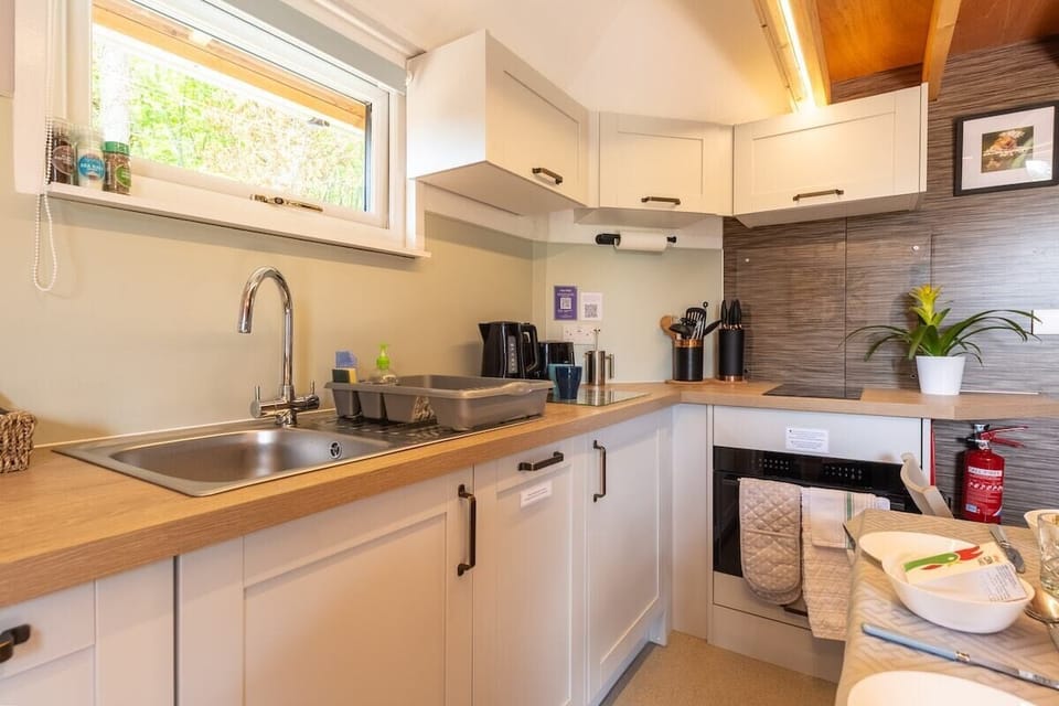 Design Apartment, Private Bathroom (Sleeps 2-6 - Mezzanine) | Private kitchen | Full-size fridge, microwave, oven, stovetop