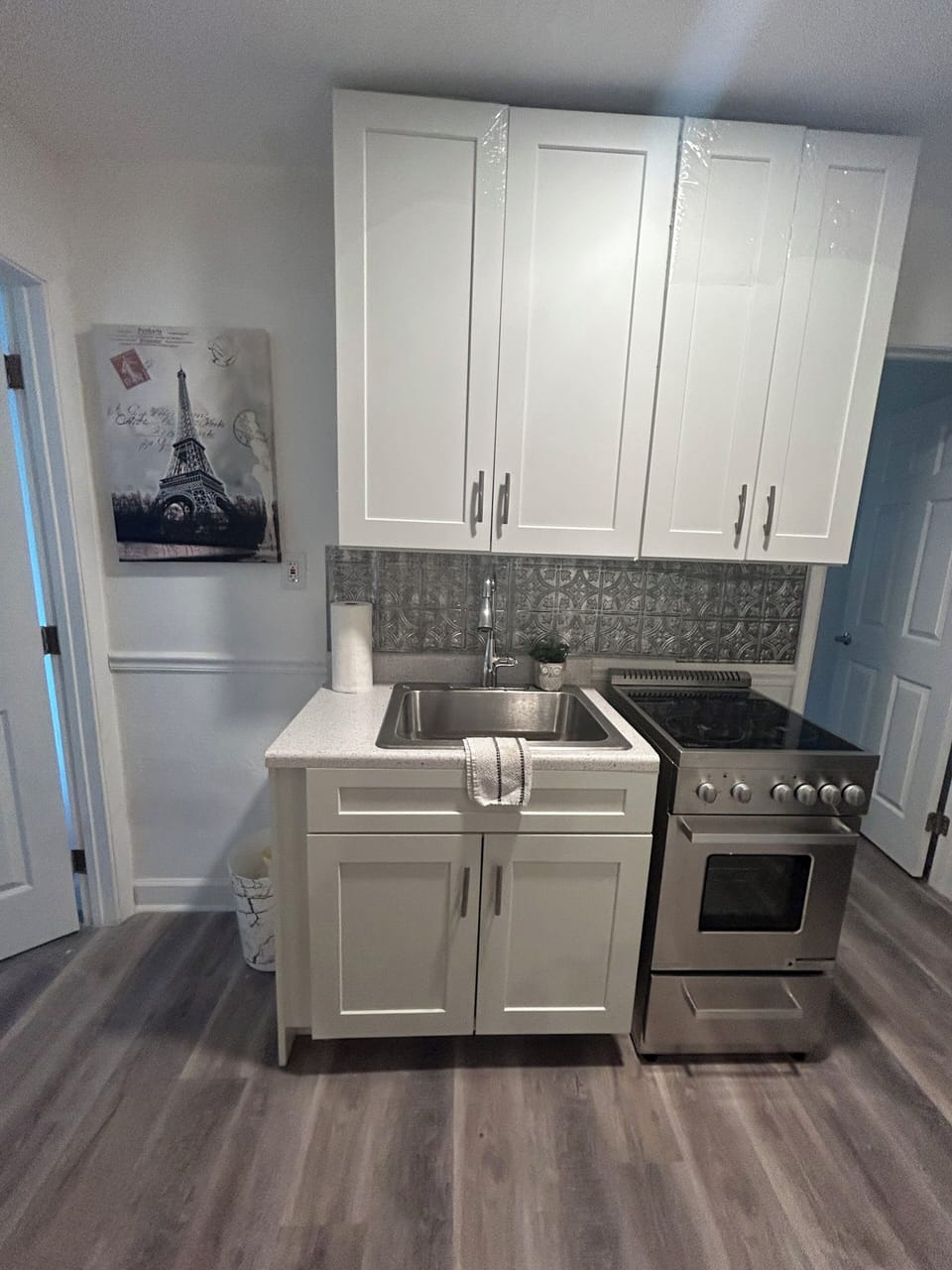 Large cabinets offer plenty of storage
