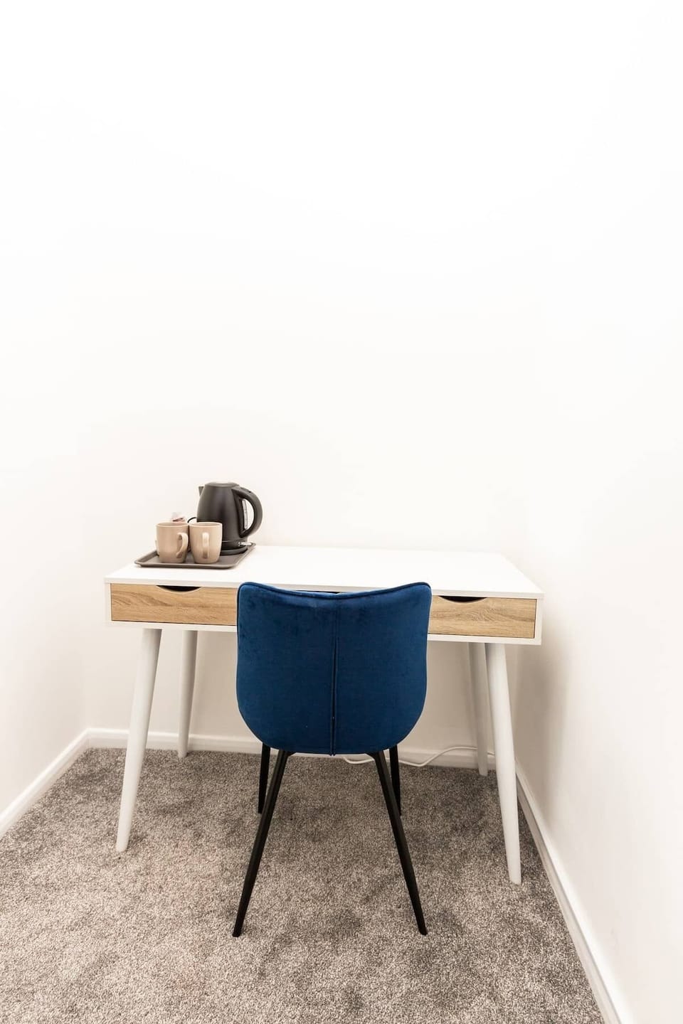 Desk with ergonomic chair, working space for you to focus on tasks.
