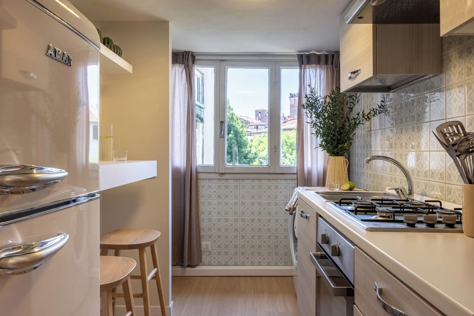 Apartment, City View | Private kitchen | Full-size fridge, microwave, oven, espresso maker