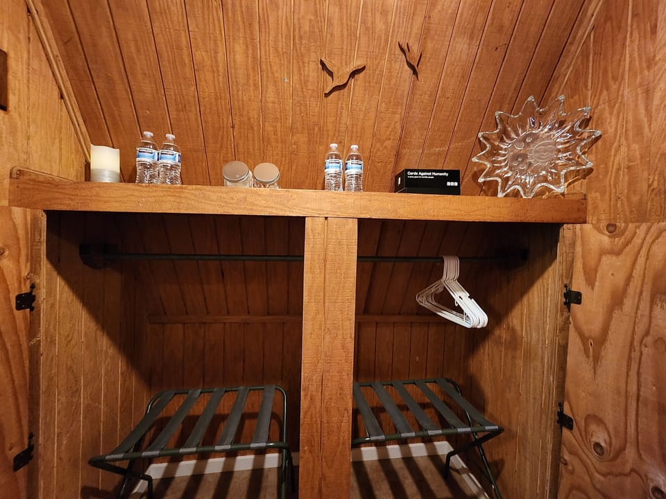 Hallway closet with luggage racks