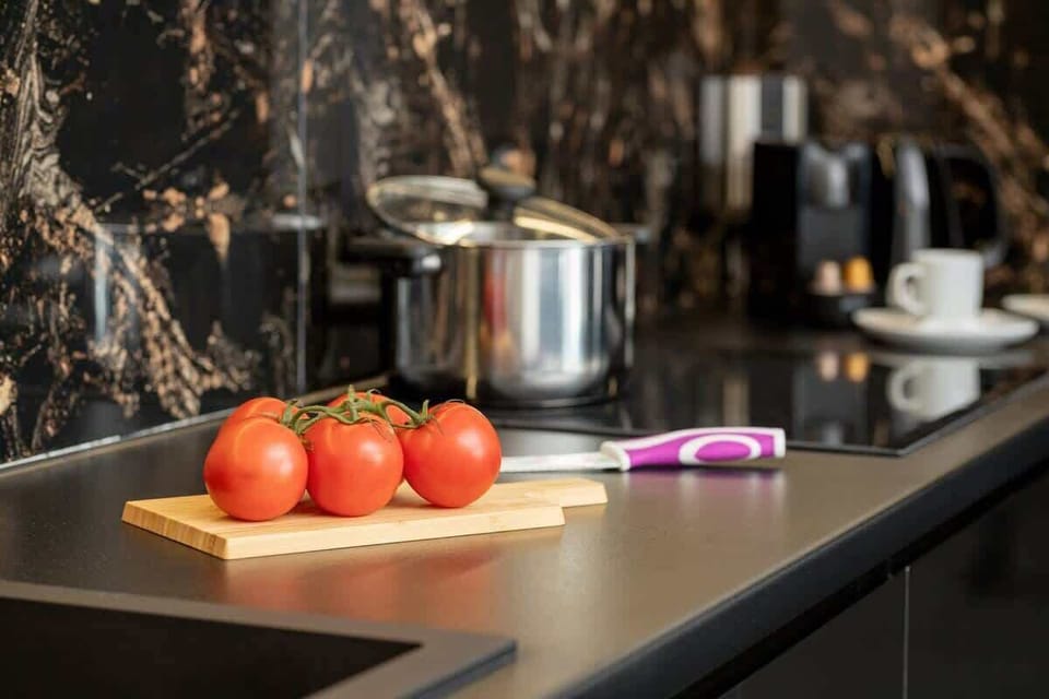 The kitchenette's practical layout maximizes space and functionality.