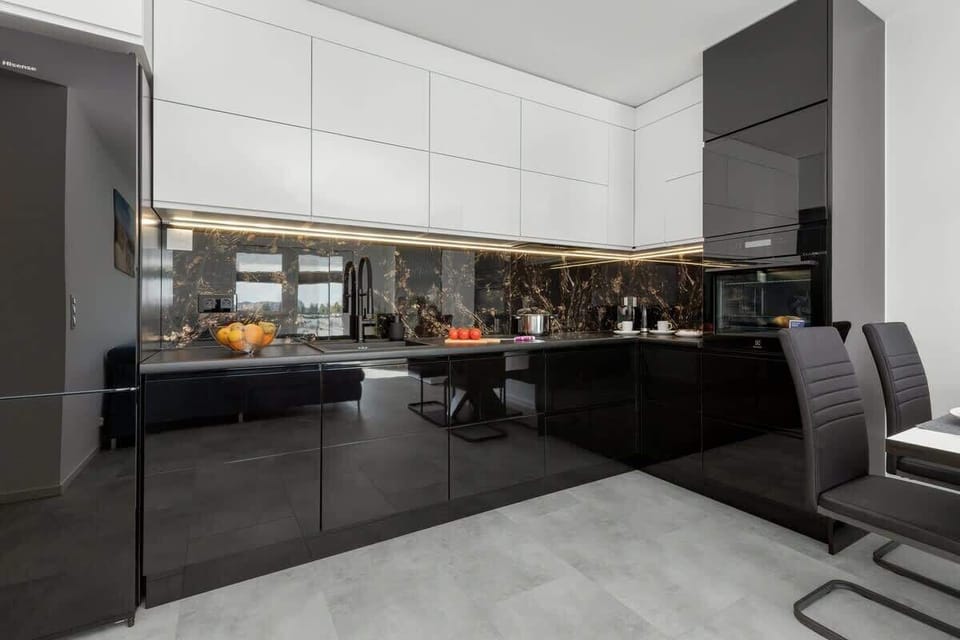 The fully equipped kitchenette includes everything you need for a home-cooked meal.