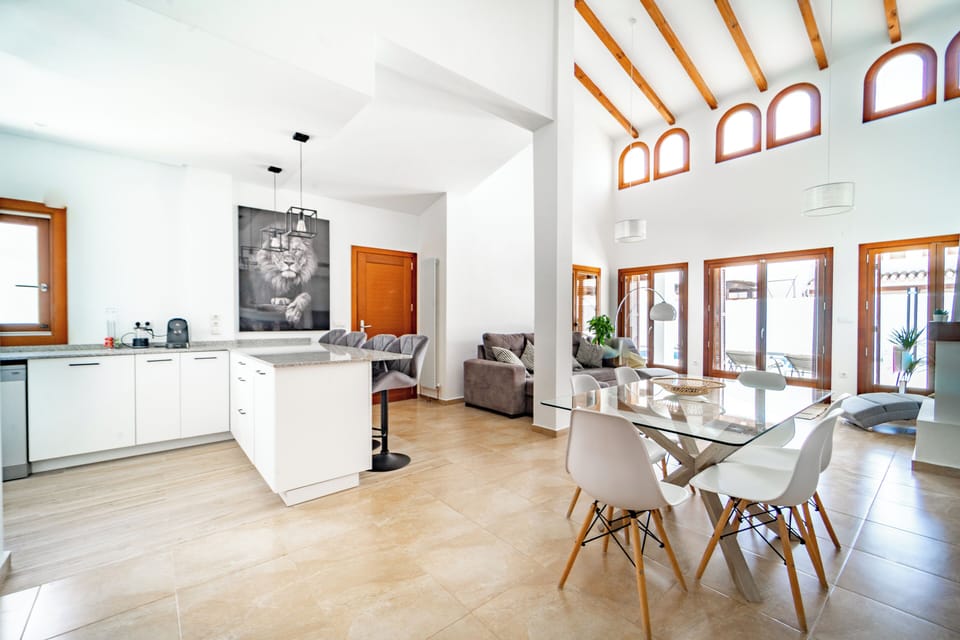 Villa | Private kitchen | Fridge, microwave, oven, stovetop